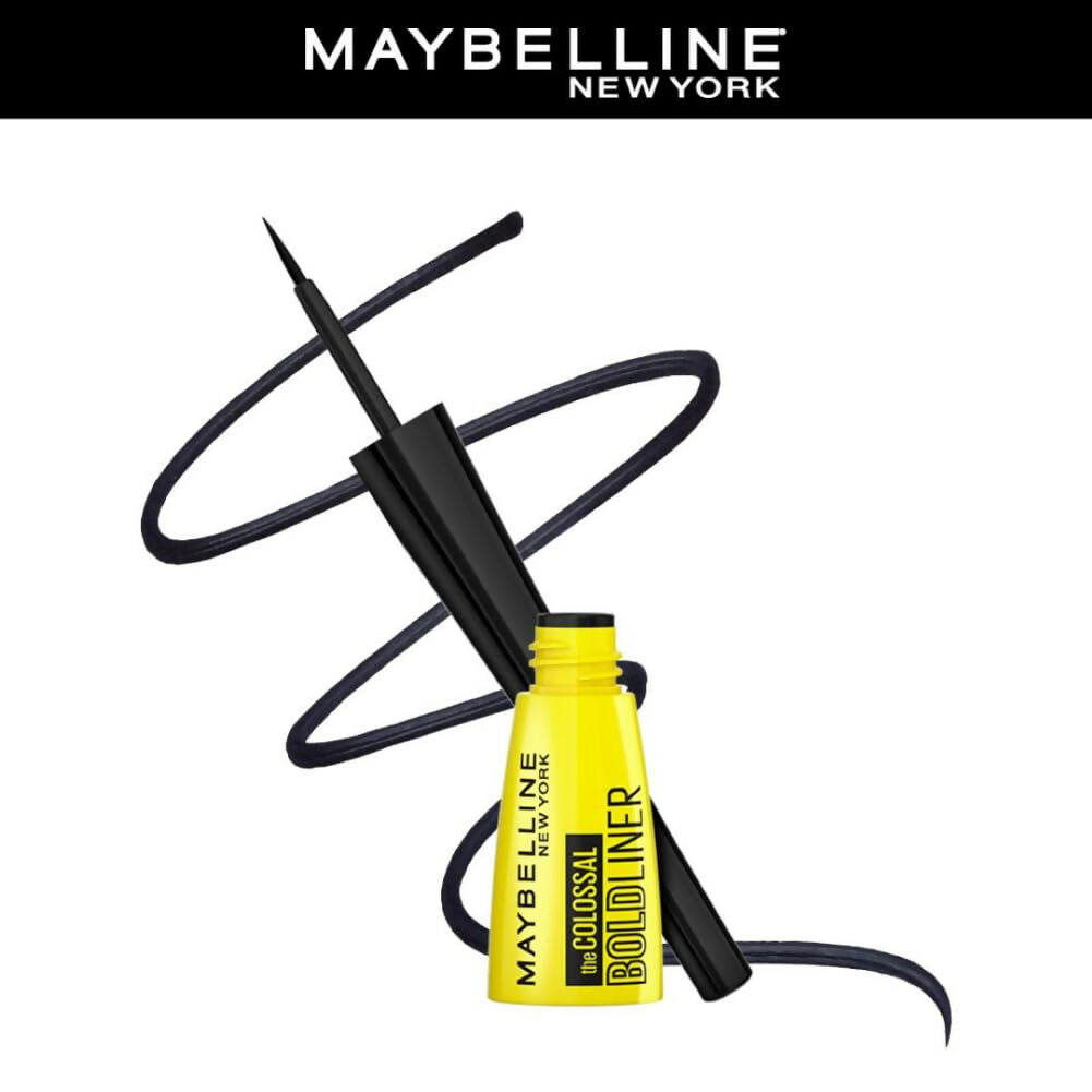 Maybelline New York Colossal Bold Pencil Eyeliner in black matte finish, showing the pencil with sharpened tip and packaging.