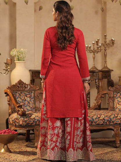 Indyancart IE Women Floral Printed Kurta with Palazzo & Dupatta