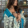 Dhiyona GR Women's Kimaya Cyan Blue Soft Cotton Block Woven Design Saree
