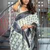 Dhiyona GR Women's Kimaya Dolphin Grey Soft Cotton Block Woven Design Saree