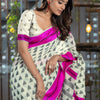 Dhiyona GR Women's Kimaya Hot Pink Soft Cotton Block Woven Design Saree