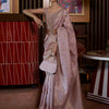 Women's Silk Blend Mauve Woven Design Designer Saree With Blouse Piece