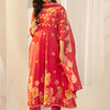 Dhiyona IE Women Floral Printed Regular Beads and Stones Pure Cotton Kurta with Trousers & With Dupatta