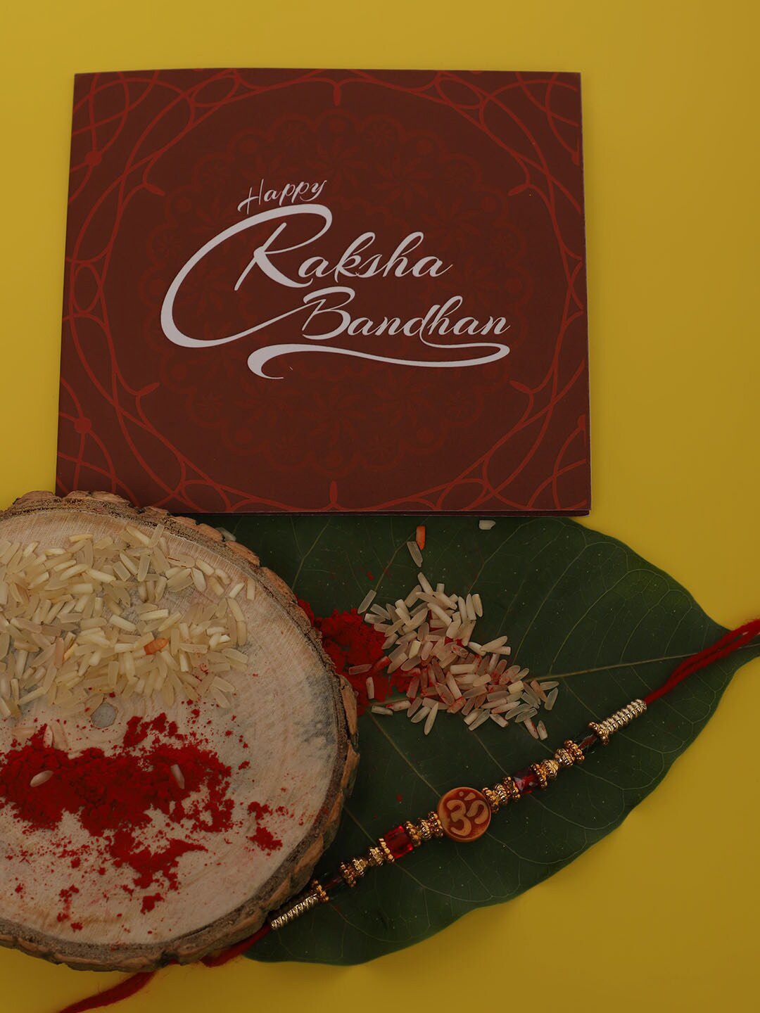 Anouk Unisex Set Of 2 Beaded Thread Rakhi With Greeting Card