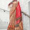 Women's Crepe Beige Digital Print Celebrity Saree With Blouse Piece