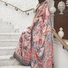 Women's Crepe Peach Digital Print Celebrity Saree With Blouse Piece