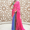 Women's Crepe Pink Digital Print Celebrity Saree With Blouse Piece