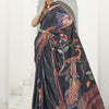 Women's Crepe Black Digital Print Celebrity Saree With Blouse Piece
