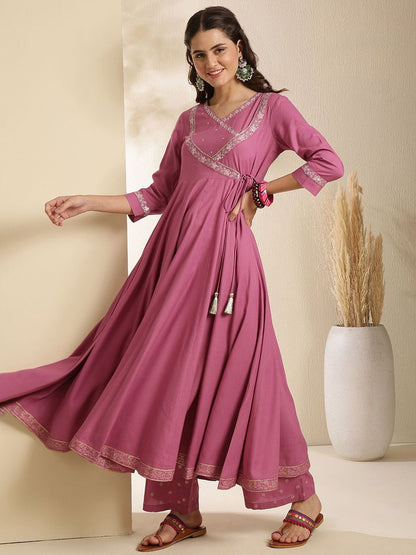 Indyancart SN Women's Ethnic Motifs Embroidered Anarkali Kurta with Palazzo & Dupatta