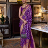 Women's Silk Blend Purple Woven Design Designer Saree With Blouse Piece