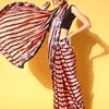 Women's Crepe Pink Printed Celebrity Saree With Blouse Piece