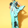 Women's Crepe Sea Green Printed Celebrity Saree With Blouse Piece