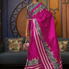 Women's Crepe Pink Printed Celebrity Saree With Blouse Piece