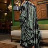 Women's Crepe Black Printed Celebrity Saree With Blouse Piece