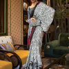Women's Crepe Off White Printed Celebrity Saree With Blouse Piece