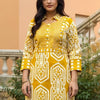 Dhiyona IE Ethnic Motifs Printed Mirror Work Pure Cotton Straight Kurta With Trousers