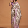 Women's Kanjeevaram Silk Cream Woven Design Designer Saree With Blouse Piece
