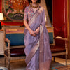 Women's Chiffon Lavendar Woven Design Designer Saree With Blouse Piece