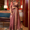 Women's Chiffon Brown Woven Design Designer Saree With Blouse Piece