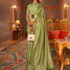 Women's Nylon Olive Woven Design Designer Saree With Blouse Piece