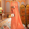 Women's Nylon Peach Woven Design Designer Saree With Blouse Piece