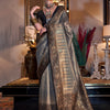 Women's Tissue Black Woven Design Designer Saree With Blouse Piece