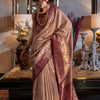 Women's Tissue Brown Woven Design Designer Saree With Blouse Piece