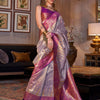 Women's Tissue Pink Woven Design Designer Saree With Blouse Piece