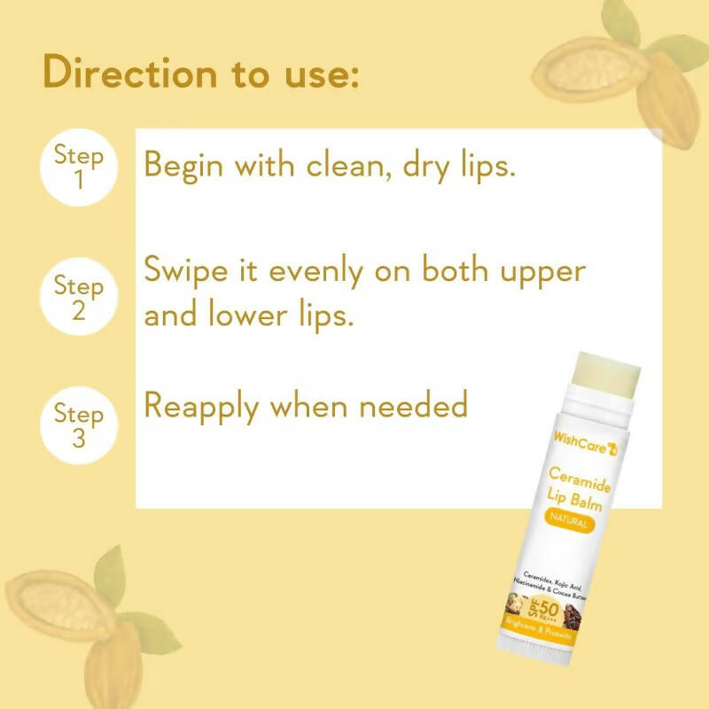 Wishcare Ceramide Lip Balm with SPF50 PA+++ - Natural - Indyancart