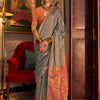 Women's Tussar Silk Peach Woven Design Designer Saree With Blouse Piece