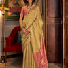 Women's Tussar Silk Pink Woven Design Designer Saree With Blouse Piece