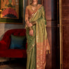 Women's Tussar Silk Brown Woven Design Designer Saree With Blouse Piece