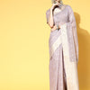 Women's Modal Lavendar Woven Design Celebrity Saree With Blouse Piece