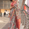 Women's Tissue Pink Woven Design Designer Saree With Blouse Piece