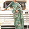 Women's Tissue Blue Woven Design Designer Saree With Blouse Piece