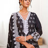 Indyancart IE Women Ethnic Motifs Embroidered Regular Thread Work Pure Cotton Kurta with Trousers & With Dupatta