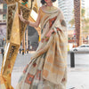 Women's Tissue Grey Woven Design Designer Saree With Blouse Piece