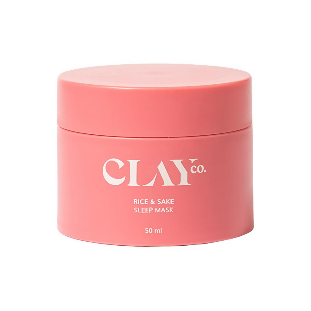 Clayco rice and sake sleep mask with vitamin C, featuring a smooth, lightweight face mask designed for hydration and skin soothing.