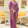 Women's Silk Blend Purple Embroidered Woven saree With Blouse Piece