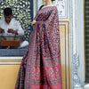 Women's Silk Blend Black Woven Design Celebrity Saree With Blouse Piece