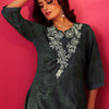 Dhiyona IE Floral Embroidered Notch Neck Tunic & Trousers