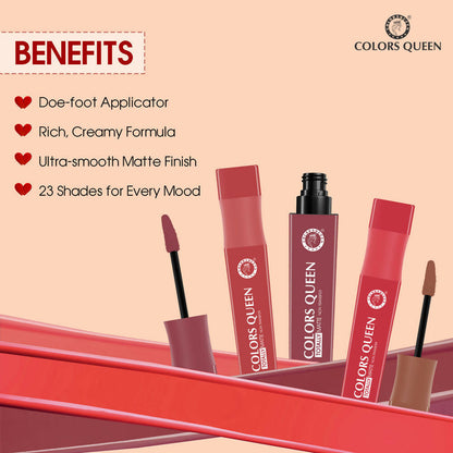Colors Queen Totally Matte Liquid Lipstick - Pinky Spice