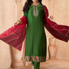 Dhiyona SN Women's Floral Embroidered Zari & Sequinned Work Straight Kurta With Trouser & Duputta