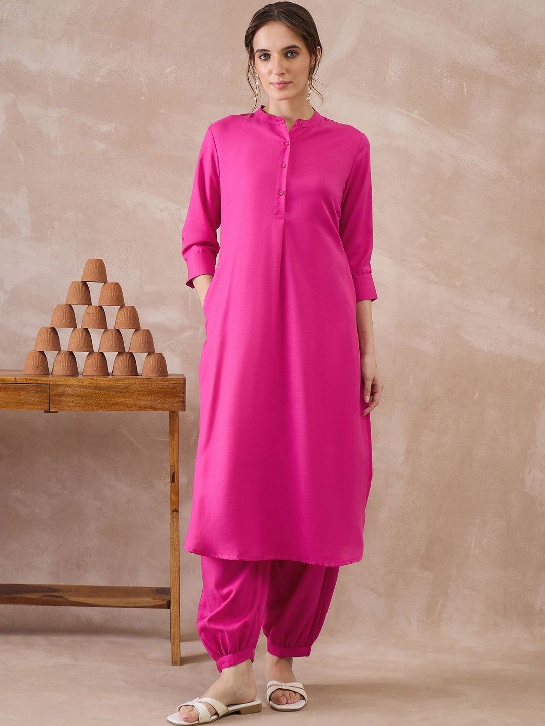 Women Regular Pure Cotton Kurta with Harem Pants