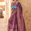 Women's Georgette Burgundy Woven Design Designer Saree With Blouse Piece