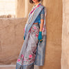 Women's Georgette Blue Woven Design Designer Saree With Blouse Piece