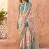 Women's Georgette Light Blue Woven Design Designer Saree With Blouse Piece