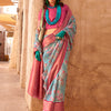 Women's Georgette Pink Woven Design Designer Saree With Blouse Piece