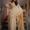 Dhiyona GR Women's Kusum Groundnut Mustard Yellow Soft Cotton Jamdani Saree