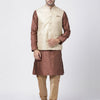 Men's Maroon Silk Blend Straight Jacket  Kurta and Pyjama Set